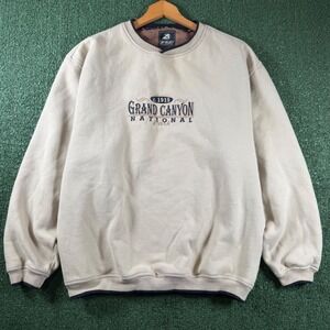Ahead Authentics Sweatshirt Mens L Beige Good Grand Canyon Embroidered Vintage